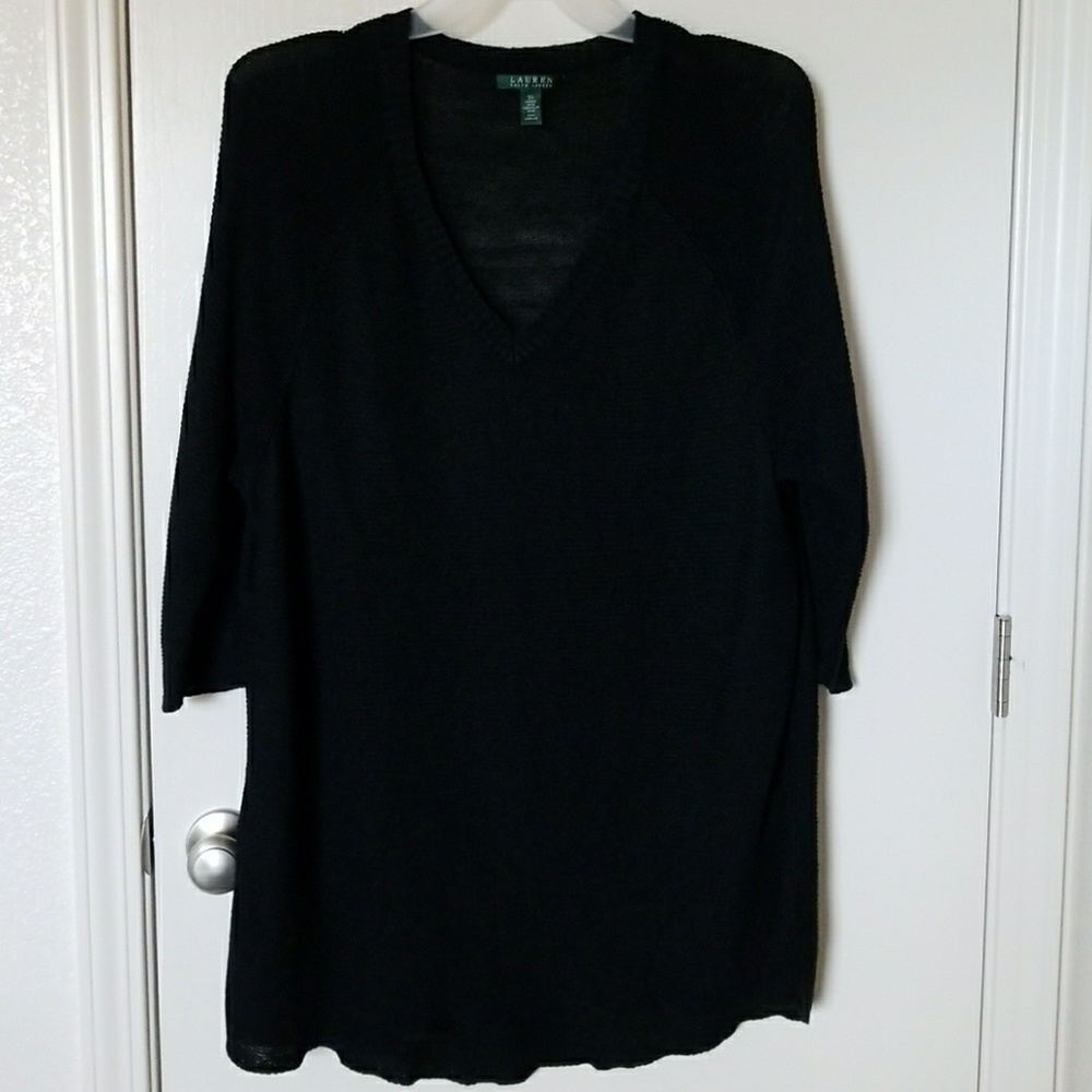 Ralph Lauren Black Linen Knit Sweater 3X